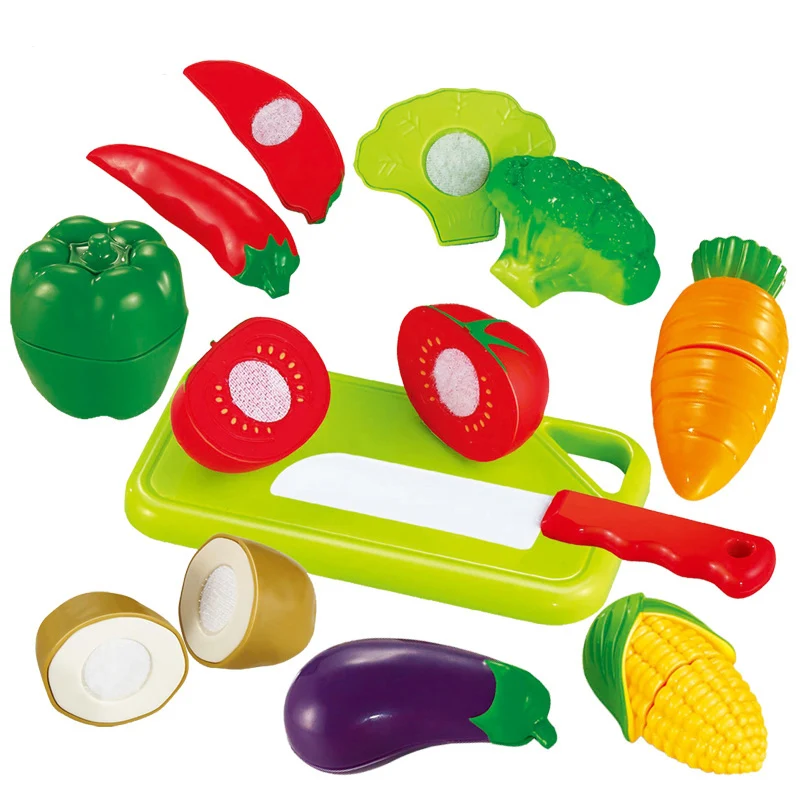 Children Pretend Play DIY Kitchen Toys Plastic Fruits Vegetables Food