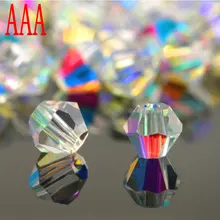 AAA Качество 3 мм 4 мм 6 мм Подвески со стразами разделительные стеклянные бусины Свободные двухконусные бусины для изготовления ювелирных изделий ожерелье браслет DIY