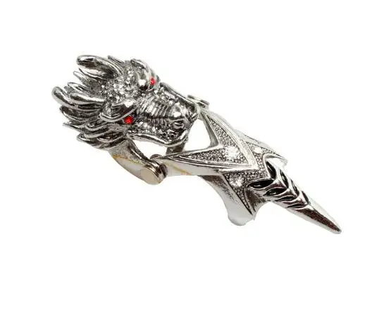 

Cool Gothic Skull Head Finger Rings for Women Men Retro Silver Punk Rock Claw Spike Armor Knuckle Biker Full Finger Rings SR43