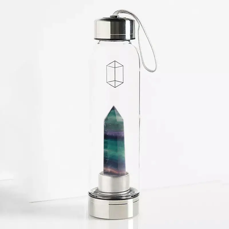 Natural Elixir Quartz Crystal Obelisk Water Bottle Point reiki Healing Wand Rock