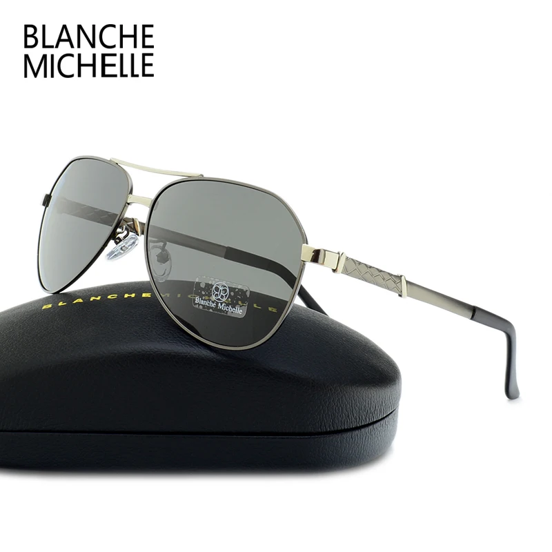 Blanche Мишель высокое качество Пилот поляризованных солнцезащитных очков Для мужчин UV400 бренд вождения солнцезащитные очки Óculos de sol с коробкой