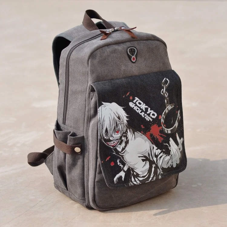 Longmiao plátno Kaneki Ken Školní tašky Anime Cartoon Tokio Ghoul Bag Cestování Odolné Teenager Škola Tokyo Ghoul Cosplay Batoh