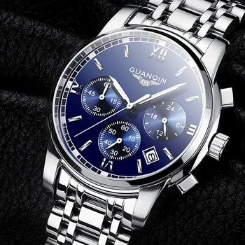 

relogio masculino GUANQIN Mens Watches Top Brand Luxury Fashion Business Quartz Watch Men Sport Full Steel Waterproof Wristwatch
