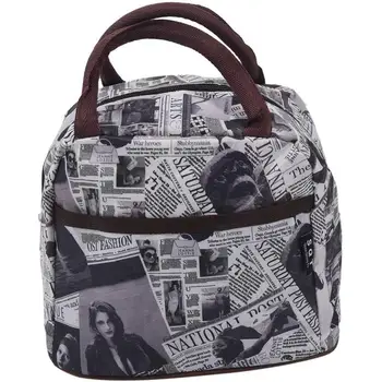 

black white brown Style Polyester Lunch Bag Lunch Box Package Shop Tote Bag Purse for Women Girls