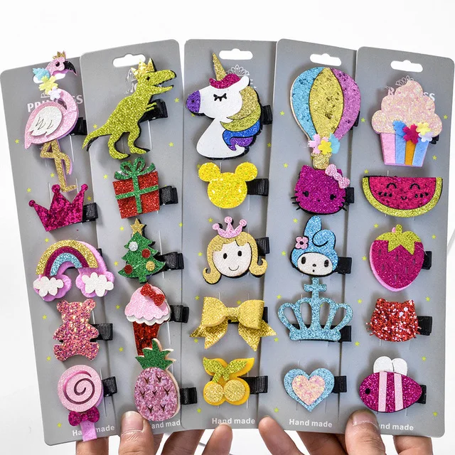 

5Pcs/Set Unicorn Glitter Hairgrips Cartoon Sequins Hair Clips Girl Flamingo Hairpin Paillette Hair Pins Toddler Hair Accessories