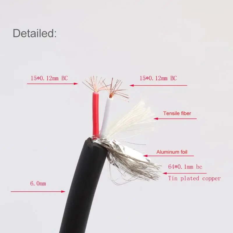 3M-30M Double Shield 2 Core Microphone Cable Oxygen-Free Copper DIY XLR Audio Cable for Karaoke Meeting Room Engineer