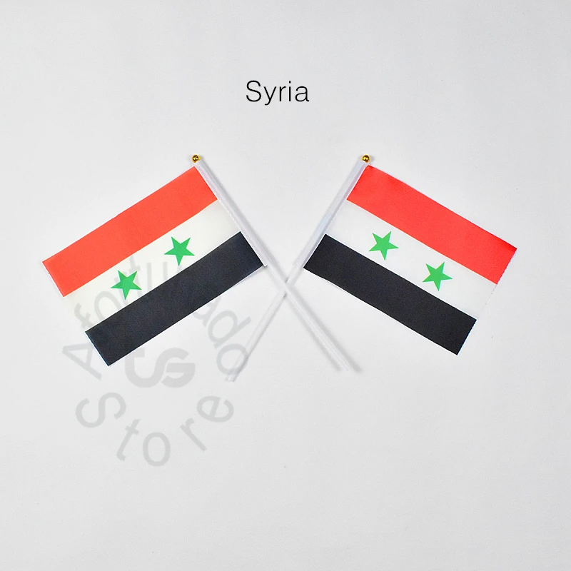 

Syria 14*21cm 10piece flag Banner Free shipping hand waving National flag Home Decoration flag banner