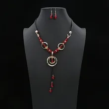 Африканские акриловые геометрические Бусины Ювелирные наборы Длинная цепочка кисточка подвесной кулон ожерелье Висячие капли свадебный набор