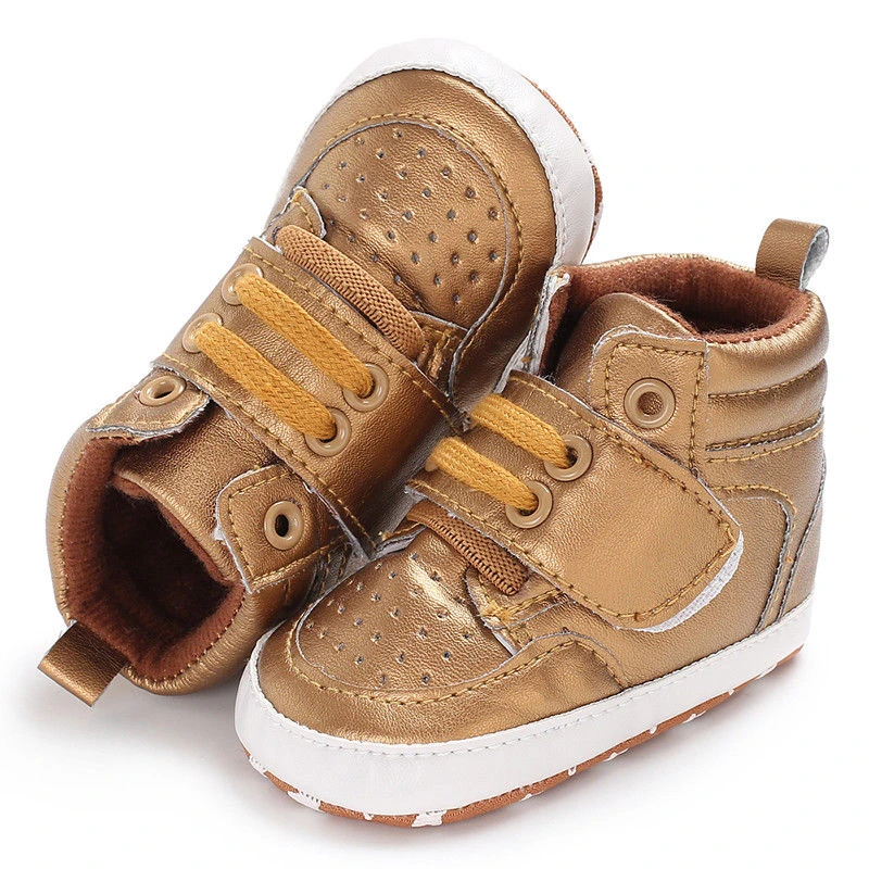 Для маленьких мальчиков и девочек обувь для малышей мягкая подошва для малышей детская обувь, новорожденные дети Демисезонный теплые сапоги анти-кроссовки на возраст от 0 до 18 месяцев - Цвет: Золотой