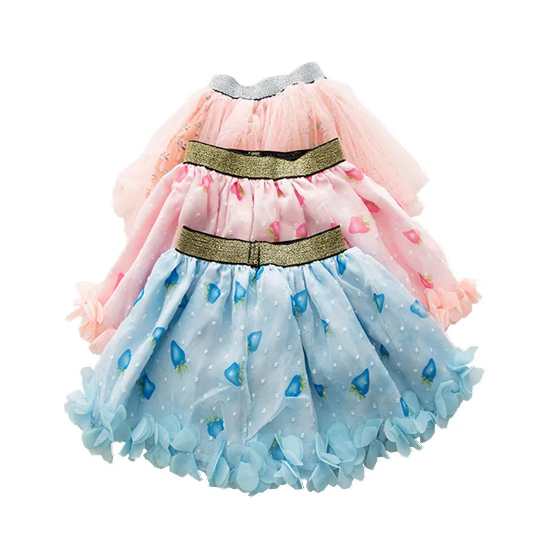 Girls Skirts Strawberry Flower Puffy Skirt For Girls Skirt Infant Tulle
