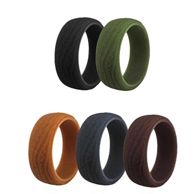 

5 Color Set Tree Stripe Silicone Ring Business Gentleman Personalized Custom Silicone Ring Party Gift Fashion Jewelry Accessorie