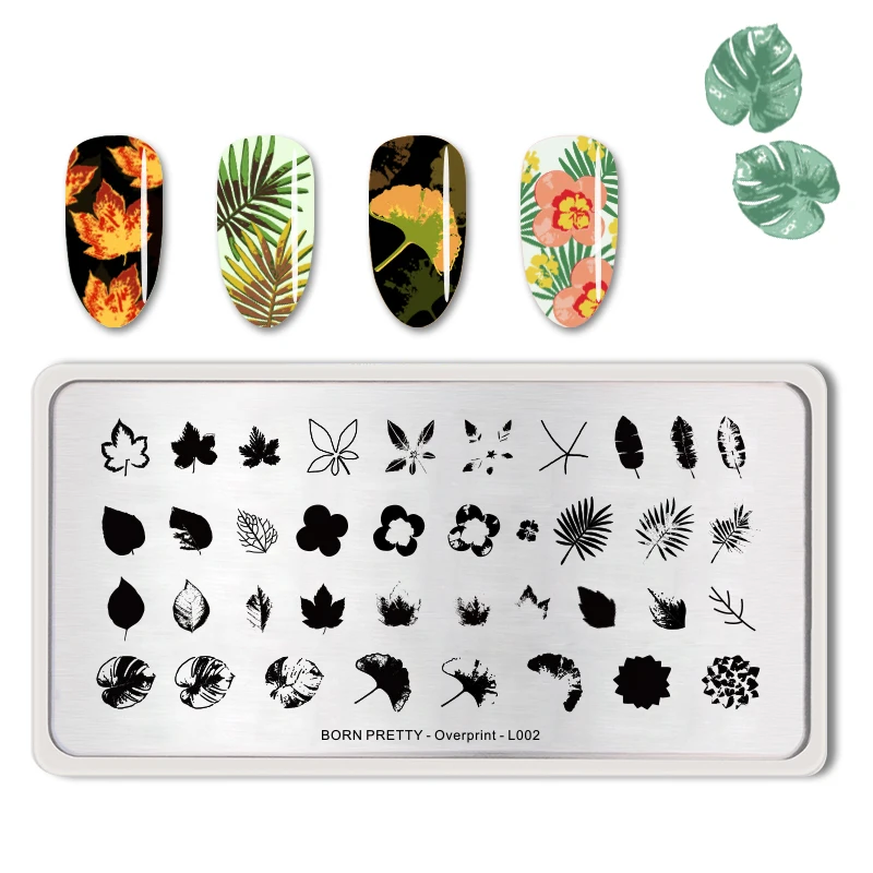 BORN PRETTY 1 шт. напечатанные пластины для штамповки ногтей прямоугольные Цветы Листья Шаблон для дизайна ногтей штамп шаблон DIY маникюрная пластина