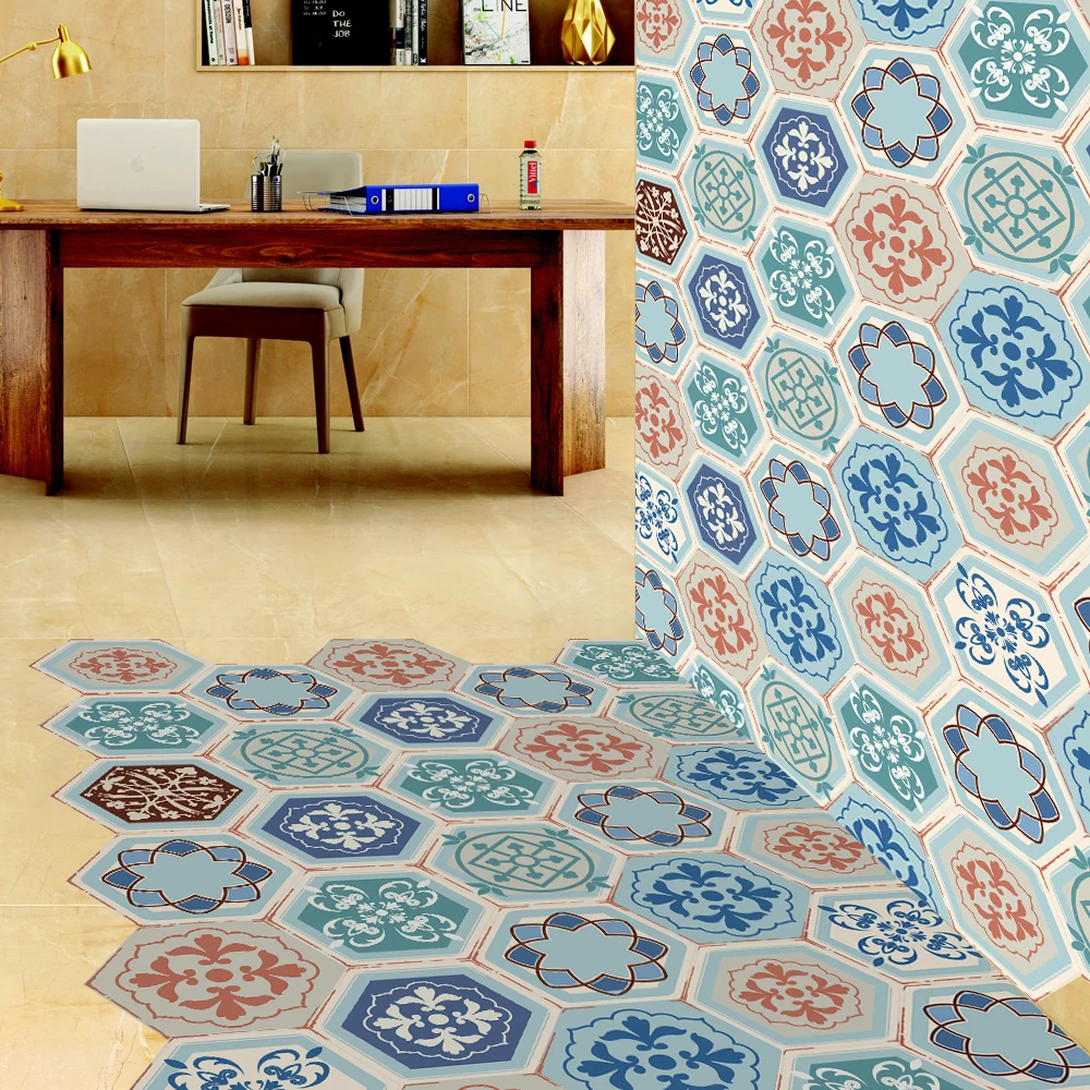 10 قطعة/المجموعة مسدس ملصقات أرضية الحمام بلاط نمط ملصقات جدار للماء المضادة للانزلاق الفن صائق غرفة نوم ديكور المنزل 20x23 سنتيمتر