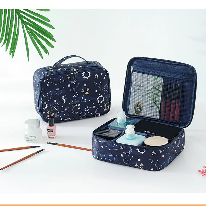 

Blue Organizer Insert Bag Women Nylon Travel Insert Organizer Handbag Purse Large liner Lady Makeup Cosmetic Bag Female Tote