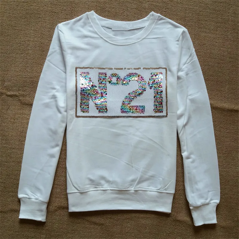 Sudaderas mujer 2017 Осенняя Толстовка N 21 цвета с блестками толстовки спортивный костюм