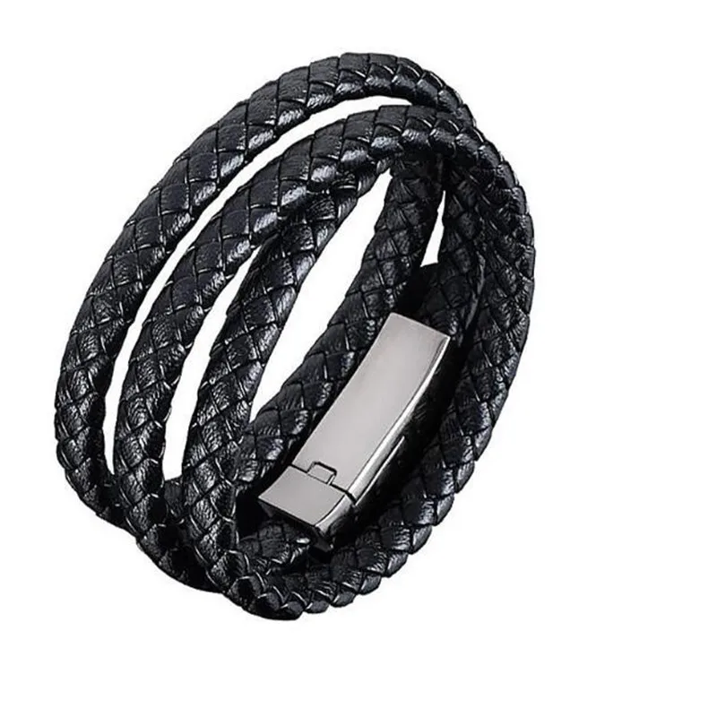 60cm USB Charging Bracelet Charger Outdoor Portable Leather USB Fast Charge Cable Sync Cord For iPhone X XS Max XR 8 7 Plus 6S 6 - Цвет: 60cm