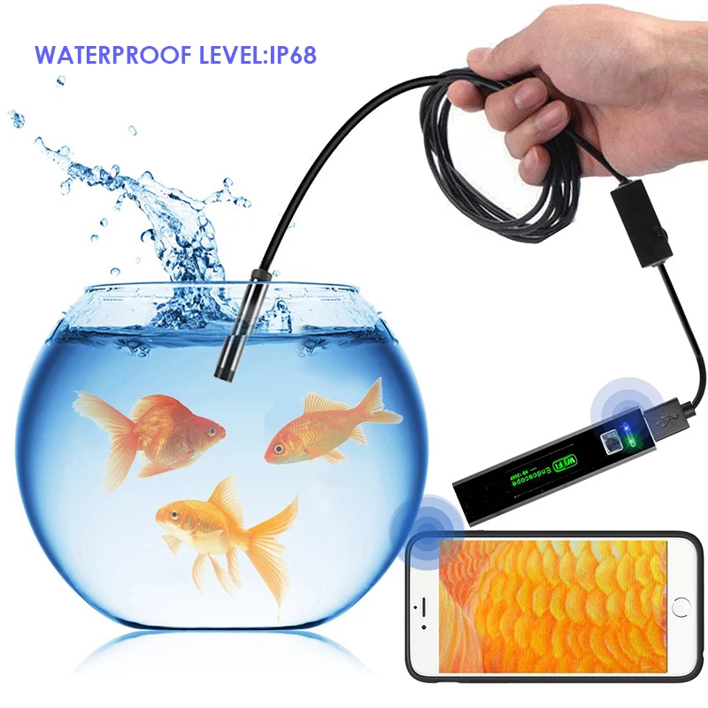 1200P HD Wi Fi эндоскопическая камера водонепроницаемая Android USB жесткий кабель