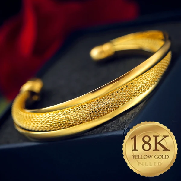 Лидер продаж золотая цепочка 18 k Открытый браслет очаровательные браслеты для