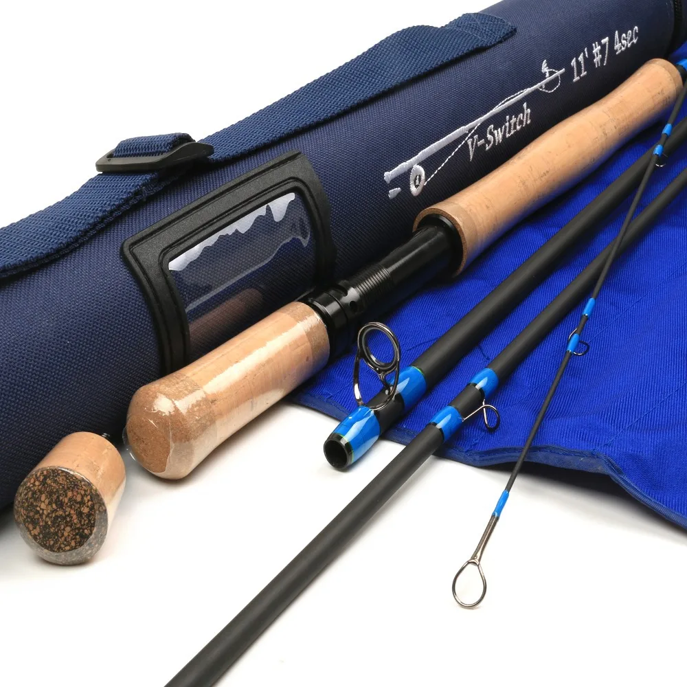 Maxcatch V-switch 1174 Medium-Fast Action With Cordura Tube 11FT 7WT 4PCS Fly Rod