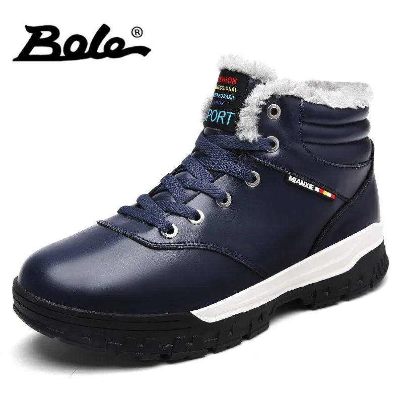 

BOLE Plus Size 39-48 Men Snow Boots Winter New with Fur Keep Warm Waterproof Men Ankle Boots Platform Boots Men Fashion Sneakers