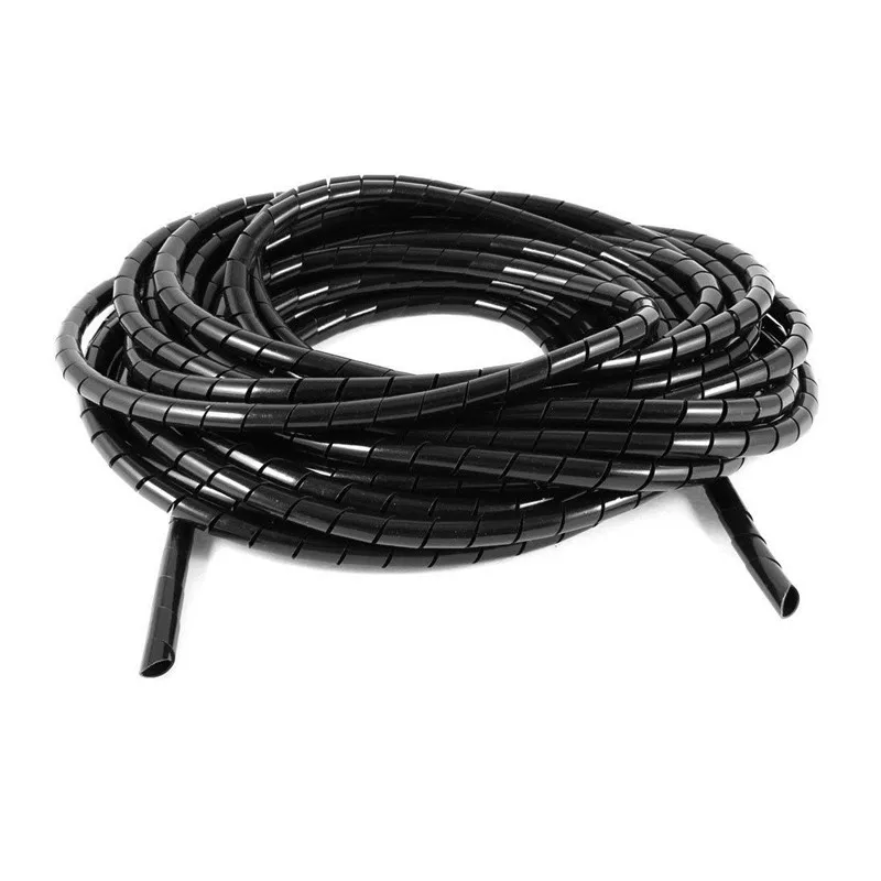 

10mm Spiral Cable Wire Wrap Tube Computer Manage Cord clear 32.8FT (10M) Black