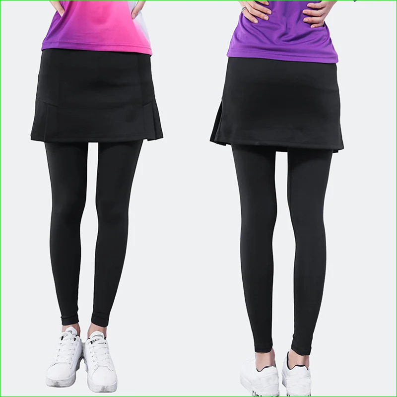 Женское платье для тенниса, брюки, весна-осень, цельные леггинсы для бега, фитнеса, бадминтон для девочек, тренировочные колготки, юбка