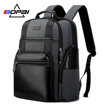 

BOPAI New Nylon Men Backpack Black Grey Large Travel Backpack Bag for Men Waterproof Laptop Backpack 15.6 Inch Women Suitable