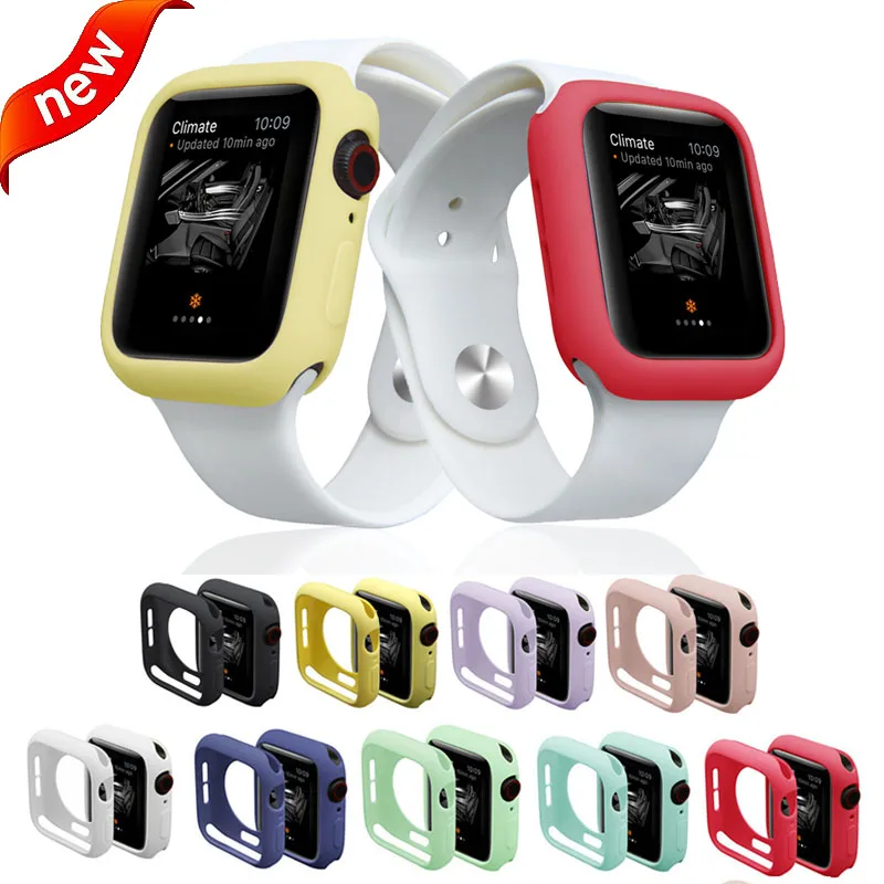 

Silicone watch Case for apple watch cover 42mm&for apple watch screen protector 44mm Anti-fall bumper for iwatch 3 2 1 38mm 40mm