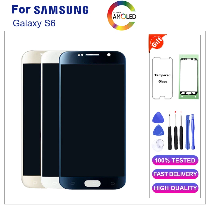 Super AMOLED S6 ЖК-дисплей для Samsung Galaxy G920 G920F G920FD G920FQ Дисплей Сенсорный экран Digitizer