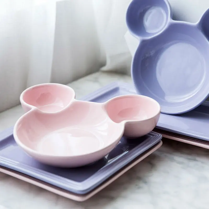 Cute Ceramic Plate Cartoon Porcelain Dishes Mickey Minnie Shape Dish for Kids Creative Snack Plate Food Container Tableware Gift (3)