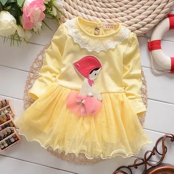 

Spring and Autumn Sweet Round Neck Lace Long Sleeve Dress k1