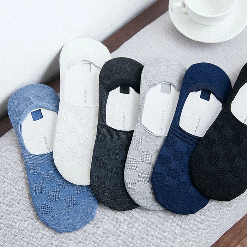 

New Cotton Men Invisible Socks Men Socks Silicone Anti - Skid, Pure Color Summer Socks For Men Cool Face To Summer