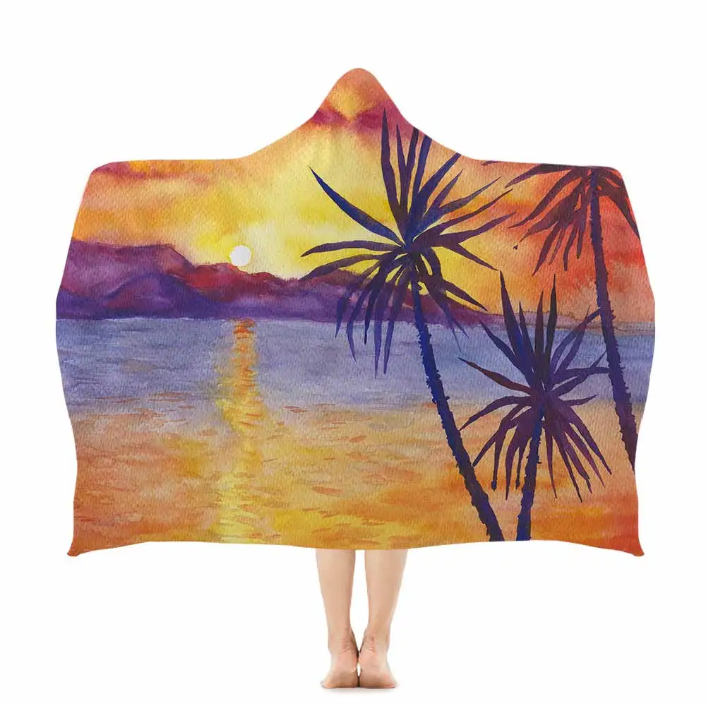 Miracille пляжное полотенце с капюшоном, пляжное полотенце для захода солнца, полотенце для взрослых с капюшоном, абсорбирующее быстросохнущее синее пригодное для носки пляжное полотенце - Цвет: 004