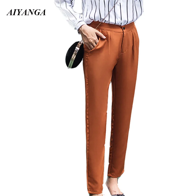 

Autumn Suit Pants For Women Casual Trousers Slim Harem Pants Office Ladies Solid Color Female High Waist Trousers Gray Black