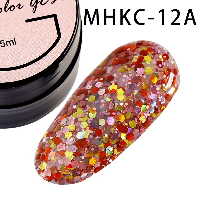 Girl2girl Nail Gel Polish Dream Diamond Sparkling Bling Uv Gel Nail Polish Glitter Led Cure Soak Off Nail Gel Official Store - Цвет: MHKC-12A