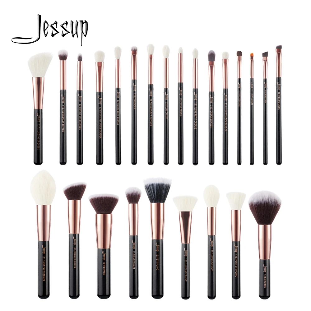 Jessup кисти для макияжа pinceaux макияж основа тени для век хайлайтер кисти Прямая поставк 6 25 шт. черный/розовое золото|Аппликатор теней для век|   | АлиЭкспресс