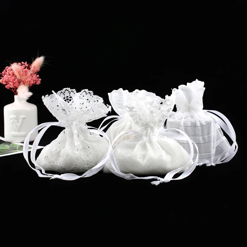

10x11cm Lace Jewelry Pouches Wedding Christmas Party Favors Packaging White Gifts Bags Candy Cookies Fashion Holder Bag Pouch