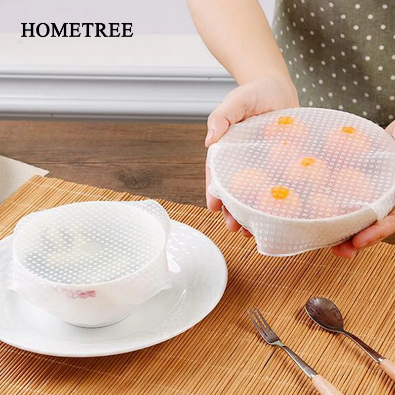 

HOMETRE Kitchen 3Pc Transparent Organic Silicone Vacuum Stretch Cap Food Freeze Fresh Multi-function Reusable Fresh-keeping H273