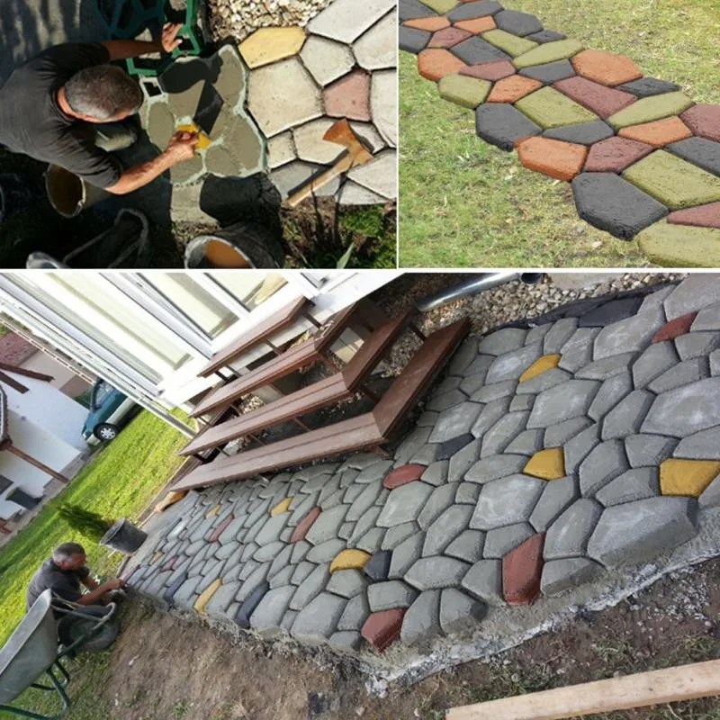 Bricolage-En-Plastique-Chemin-Maker-Moule-Manuellement-Pavage-Ciment-Brique-Moules-pierre-de-jardin-Route-moules (3)