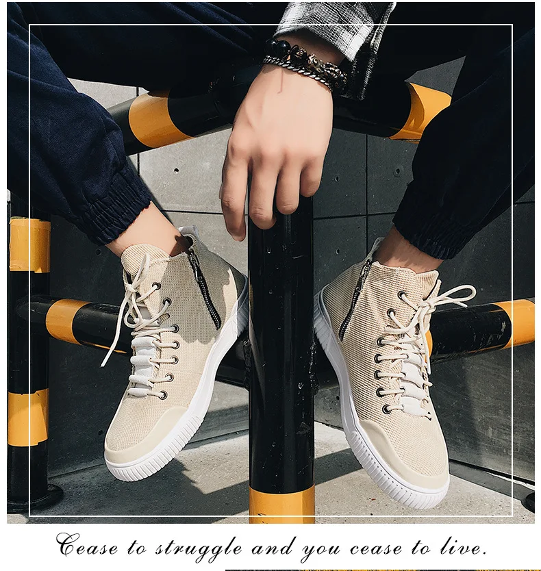 Высокие туфли для прогулок тканевые осенние туфли мужская повседневная спортивная обувь в британском стиле Мужская парусиновая обувь на