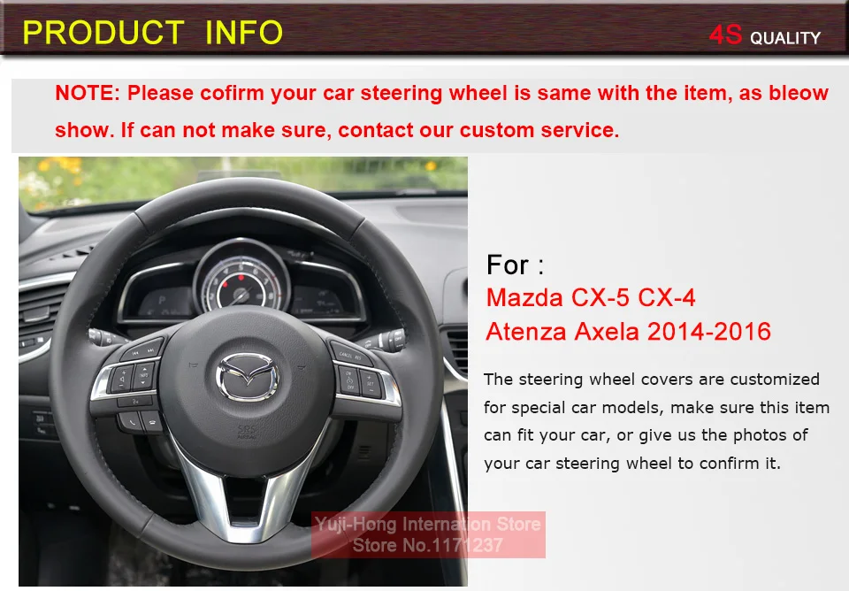 PONSNY из искусственной кожи рулевого колеса автомобиля покрывает чехол для Mazda 3 Axela Mazda 6 Atenza Mazda 2 CX-3 CX-5 Scion iA