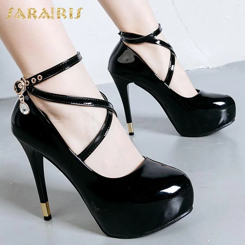 

SARAIRIS New Elegant cross-strap Shoes Woman Sexy High Heels Round Toe Party Wedding Inner Platform Pumps Women Shoes