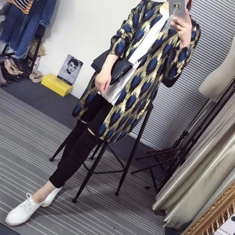 2015 Autumn New The peacock printing Knitting Long Cardigan Ladies Sweater Women Coat Outwear Snake Pattern Bronzing Tops HTB1NU2FJFXXXXbsXXXXq6xXFXXXl - 2015 Autumn New The peacock printing Knitting Long Cardigan Ladies Sweater Women Coat Outwear Snake Pattern Bronzing Tops