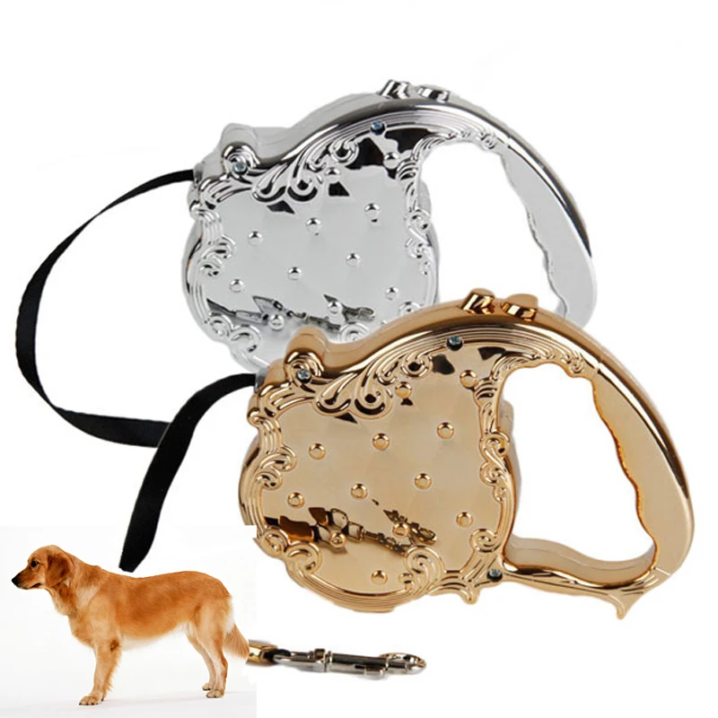 2016 Free Shipping Luxury Gold Silver Design Dog Leash Pet Flexible