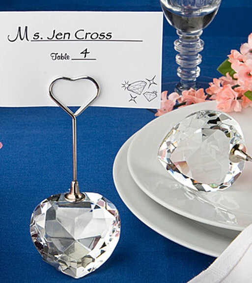 

6pcs Creative High Quality Clear Crystal Heart Shape Place Card Holders Wedding Table Decoration Reception Party Favor Supply