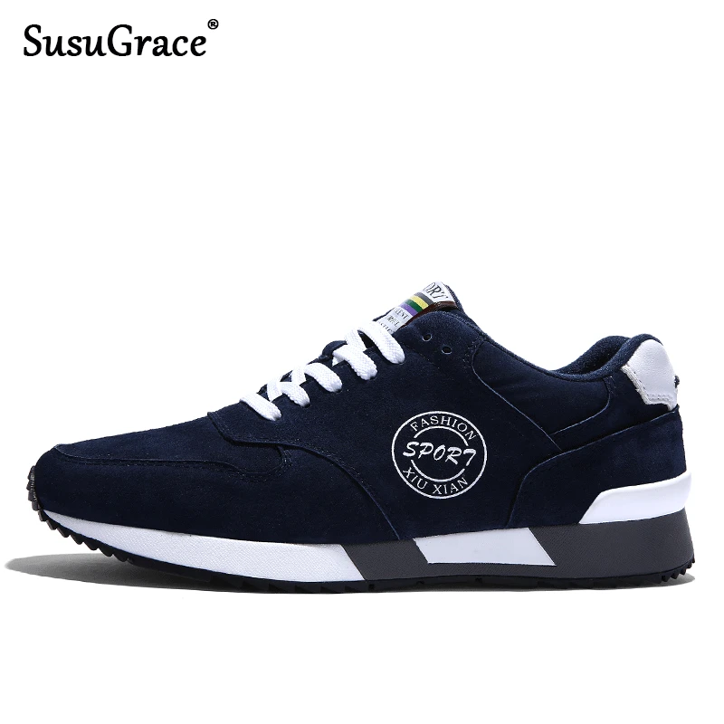

SusuGrace Quality Men's running shoes Breathable sneakers Genuine leather causal Trainers Comfortable non-slip sport shoes style