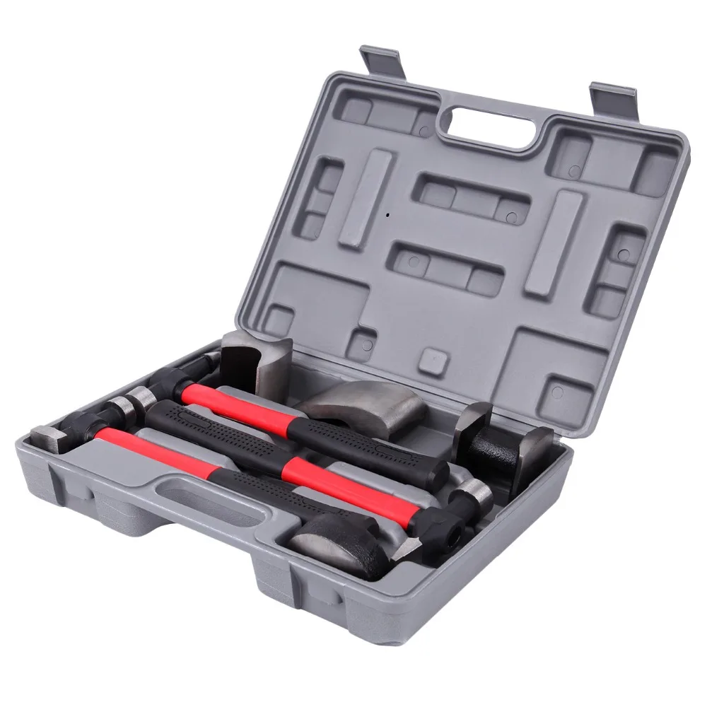 

7PC CAR AUTO BODY PANEL REPAIR TOOL KIT WITH WOODEN HANDLES BEATING HAMMERS