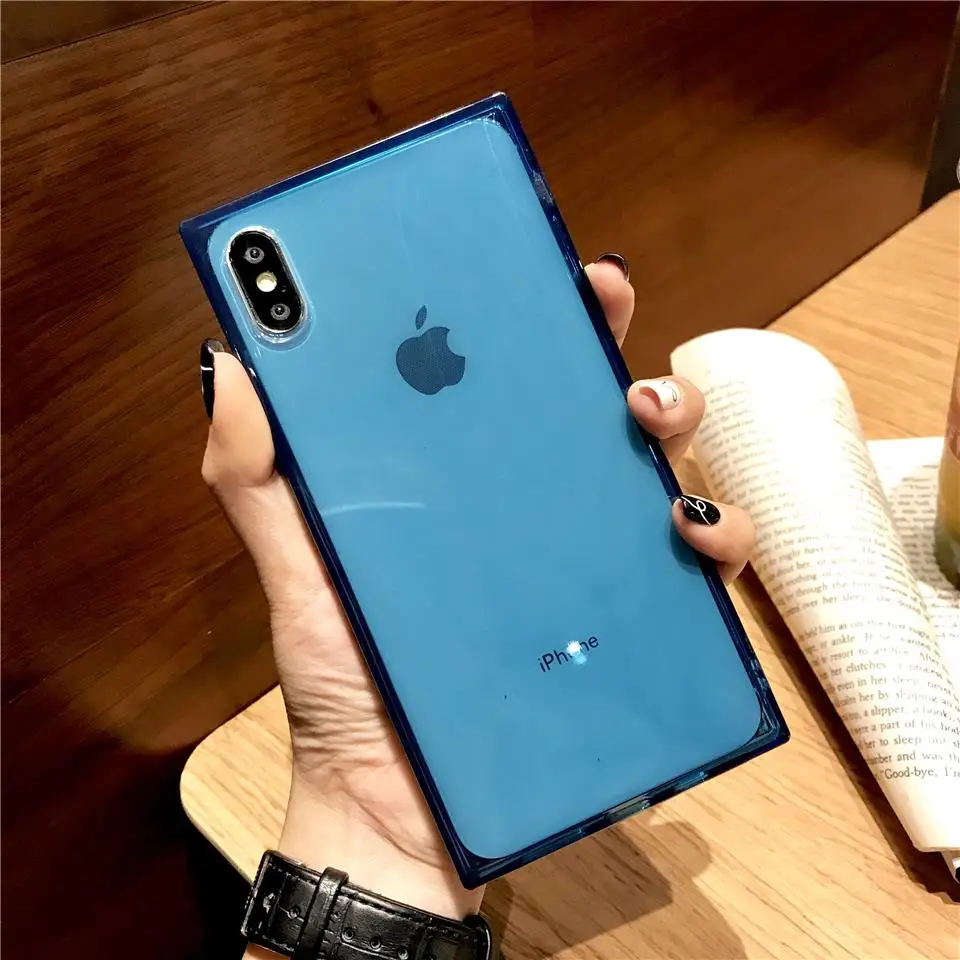 

For iPhone XS MAX Square TPU Silicone Case XR X 7 8 6 6s Plus 7Plus 8Plus 6Plus Soft SIlicone Color Soft Back Cases Cover Coque