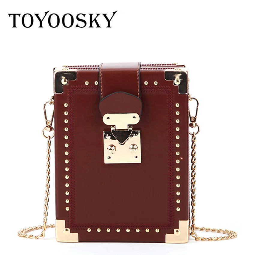 TOYOOSKY الأزياء برشام مربع شكل Crossbody حقيبة عارضة الإناث حقيبة يد عالية الجودة مربع صغير حقيبة كتف حزمة مخلب