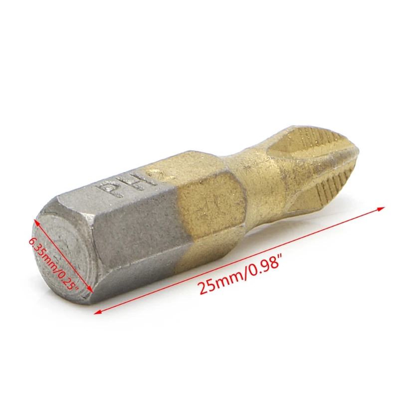 10 шт. 1/4 "Титан покрытием Нескользящие шестигранным хвостовиком PH2 отвертки 25 мм Высокое качество
